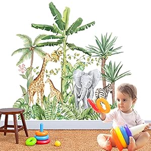Bosdieren boom muurstickers, kinderkamer dieren muurstickers, jungle muurstickers, kinderfoto’s muurstickers, babykamer…