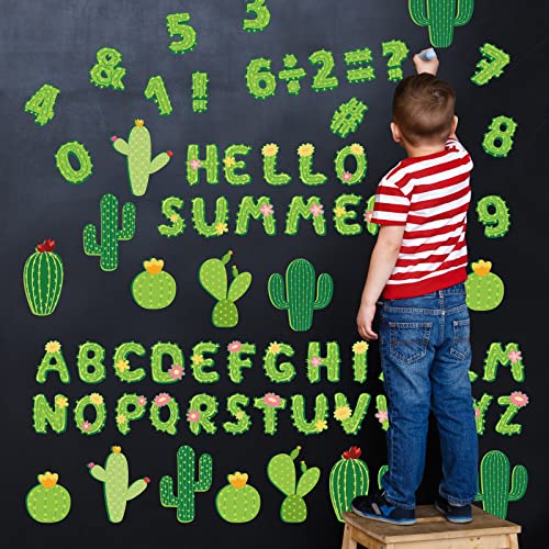 Image of Whaline 110Pcs Cactus Classroom Decor Cactus Letter Alphabet Number Symbol Cut-Outs Summer Cacti Letters Combo Pack Back to School Bulletin Board Decor for Kids Classroom DIY Projects
