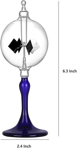 Vista 2 de Radiómetro de energía solar azul medio Crookes Paletas giratorias Molino de viento de vidrio Regalo Decoración de escritorio para el hogar M