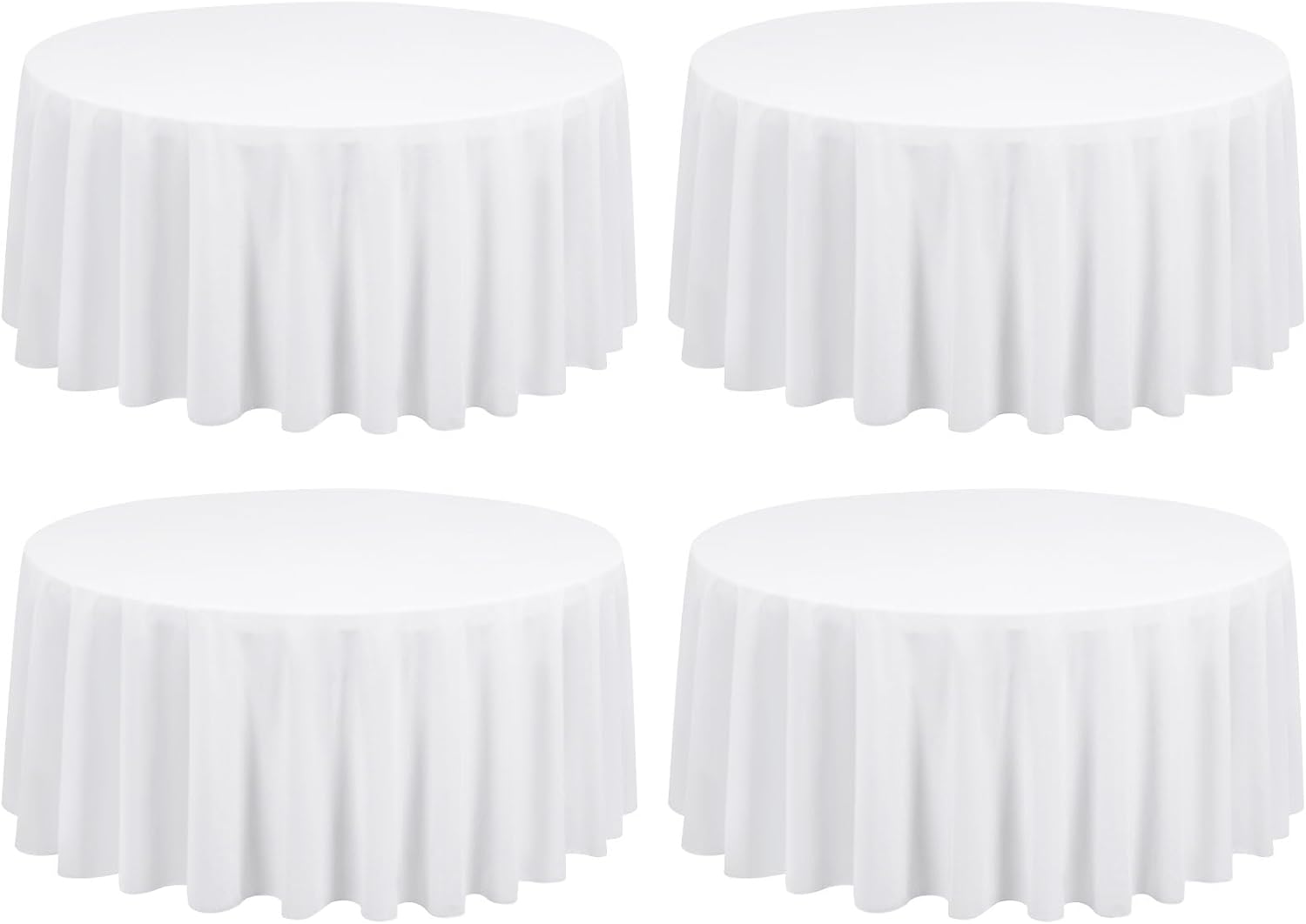 4 Pack White Round Tablecloth 90 inch Circle Polyester Table Cloth