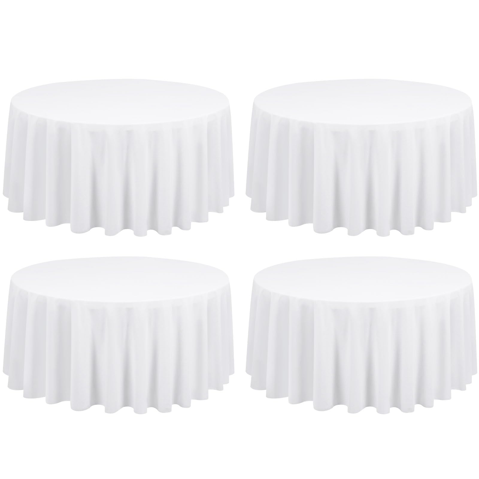 Nappe ronde en polyester blanche anti-pli et anti-tache pour réception