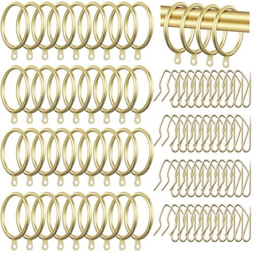 DoubleFill 40 Pieces 2 Inch Inner Diameter Metal Curtain Rings with Eyelets Drapery Rod Rings Decorative Compatible with up to 1 1/2