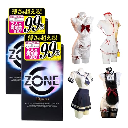 【即納】2点セット ZONE【日本製】コンドーム 10個入 極薄 ステルスゼリー 潤滑剤入り 男性向け ゴムアレルギー対応 避妊具 違和感軽減 大容量 業務用 condom 薄型 (2)