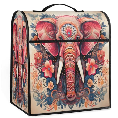 Coffee Maker Cover Ethnic Elephant Kitchen Appliance Covers Small Appliance Covers Blender Cover Juicer Cover Dust Covers for Kitchen Appliances with Top Handle and Pockets,Washable,C78