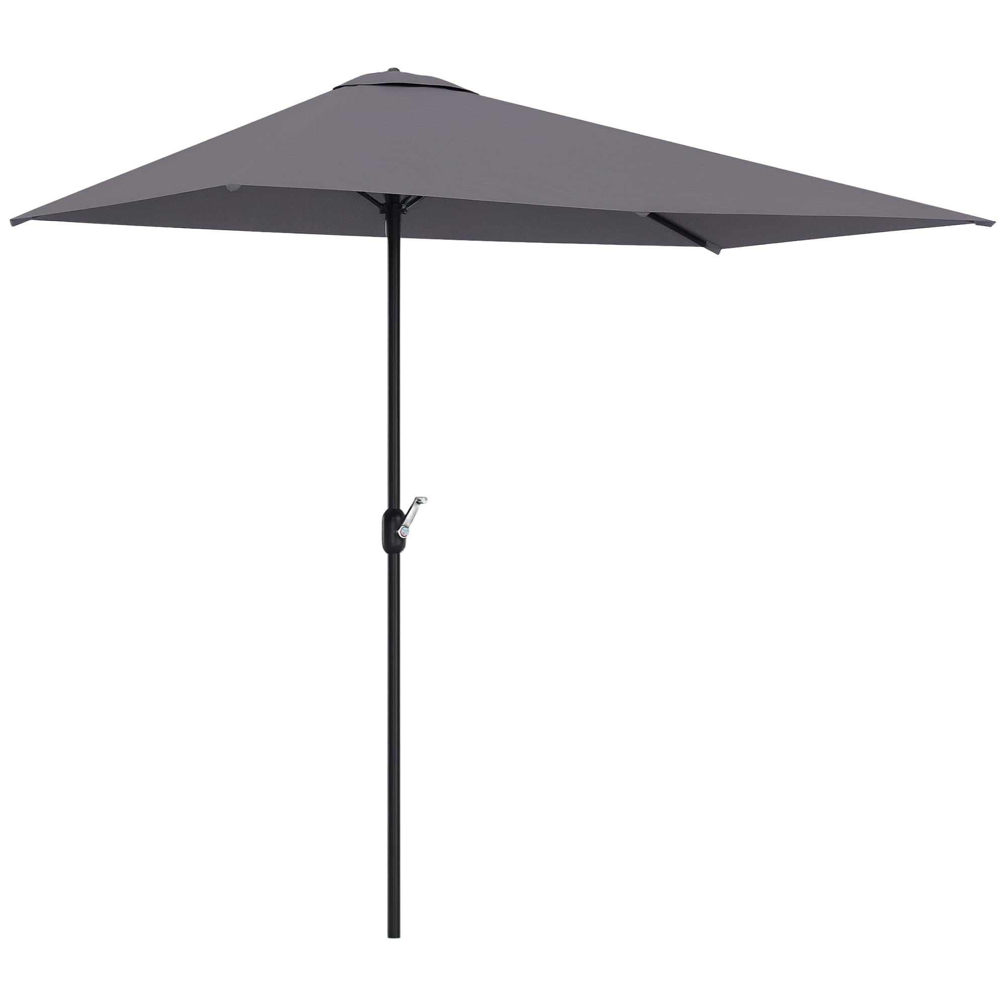 Outsunny Ombrellone Mezzaluna da Parete e Muro 2.3x1.3 m con Apertura a Manovella, Ombrellone da Giardino con 5 Stecche in Metallo e Poliestere 180g/㎡, Anti UV, per Terrazza e Balcone