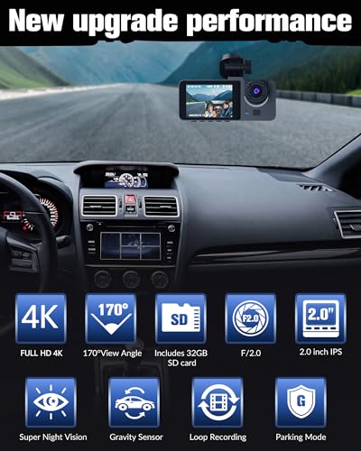 Dash Camera for Cars, 4K+1080P Full HD Dash Cam Front and Rear Inside - image 7