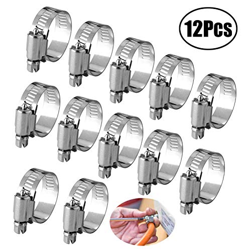 JZZJ 12 Pièces Collier de Serrage Tuyau Ajustable en Acier Inoxydable Tuyau Pinces Clips Fixation (9-16 mm)