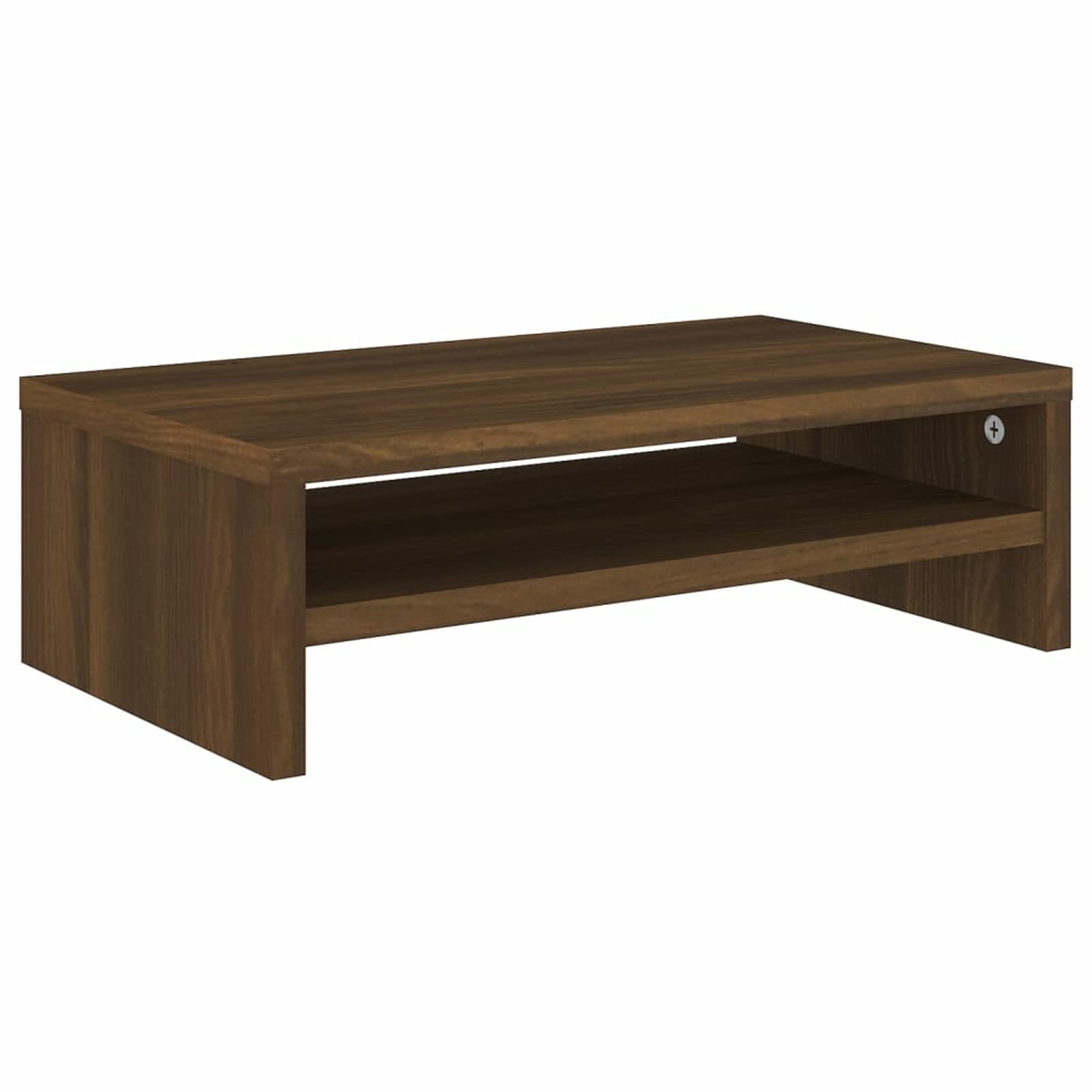 OYRREU Supporto per doppio monitor 91 x 26 cm in legno per computer portatile e PC nero e legno rustico
