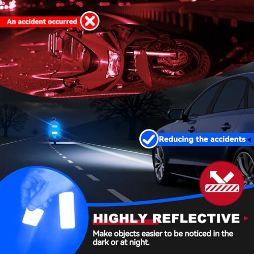 Image of PHIXBEAR 20 Pcs Super Reflection Reflective Stickers, Blue, Safety Reflective Tape for Car, Bike, Mailbox, Helmet, Outdoor, Waterproof, 3.15 inch X 1.18 inch
