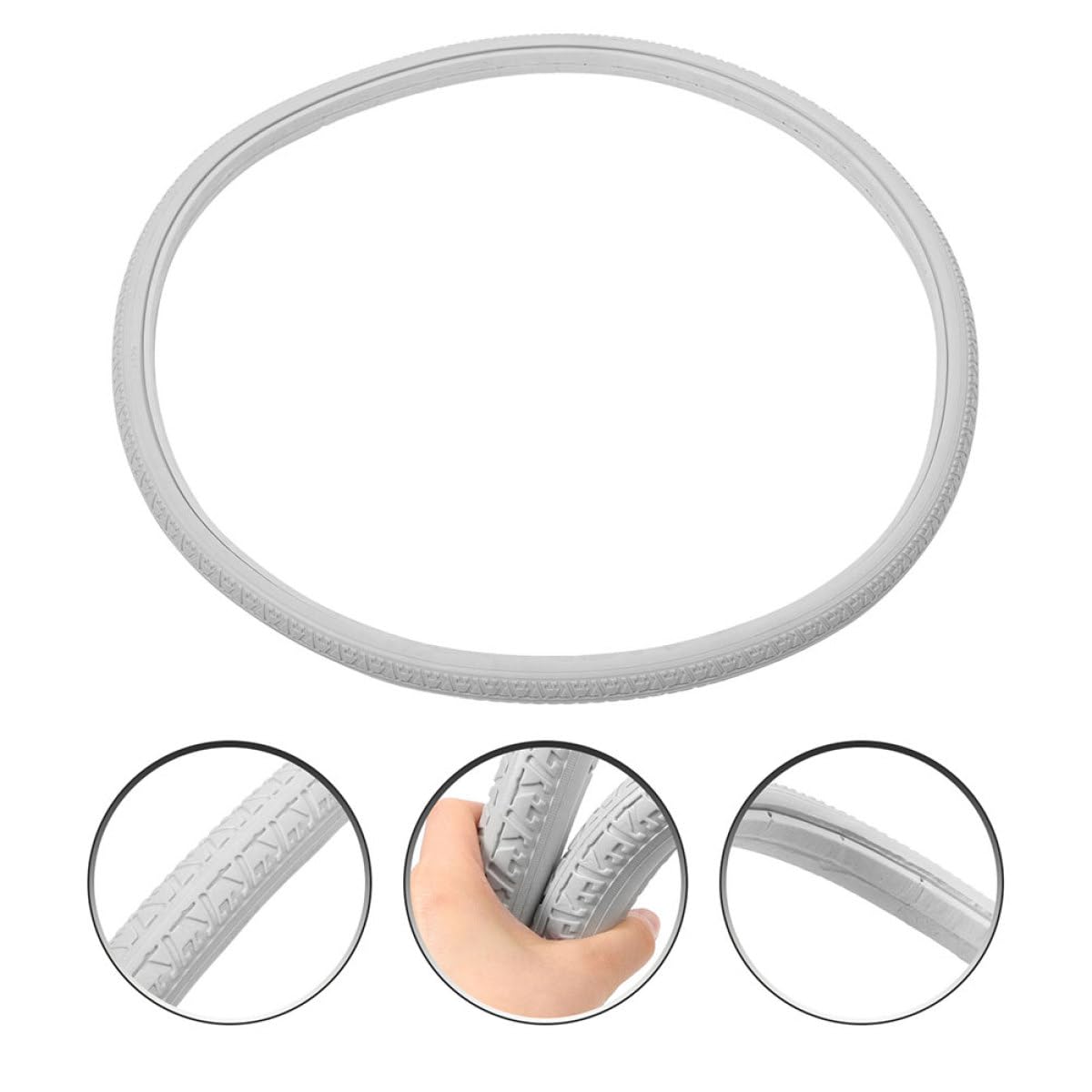 CRAFTHROU Neumáticos Elásticos Macizos 24X1 3/8 Gris para Silla de Ruedas, Paquete de 2 Piezas, Repuestos Duraderos para Sillas de Ruedas Eléctricas y Manuales