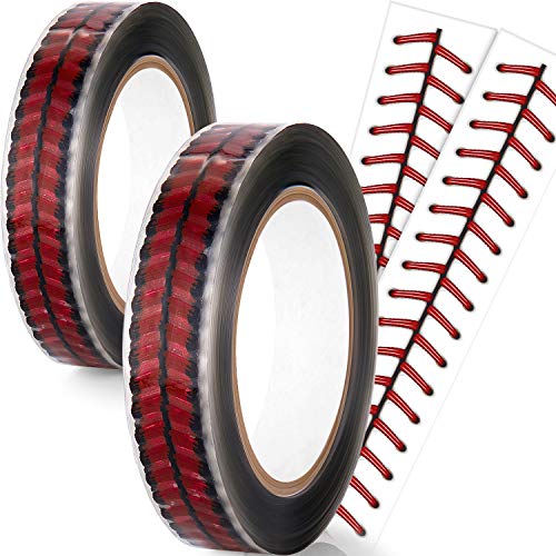 2 Roll (220 Yards) Baseball Stitches Design Tape 1 Inch Packing Tape Cellophane Adhesive Baseball Tape Permanent Designer Crafting Rolls for Shipping, Sealing, and More
