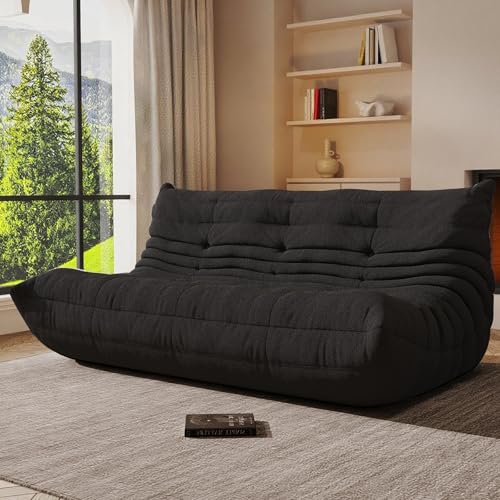 Image of Giant Bean Bag Chair, Oversized Cloud Soft Memory Foam Bean Bag Sofa, Vacuum Compressed No Assembly Comfortable Lounge Couch for Living Room Family Rest Leisure Use (Black, 3-Seater)