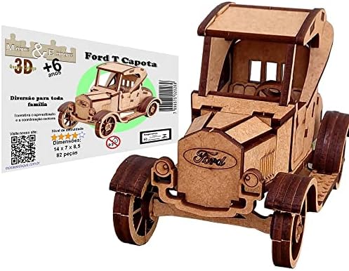 Brinquedo Quebra Cabeça 3D Ford T Capota Mdf