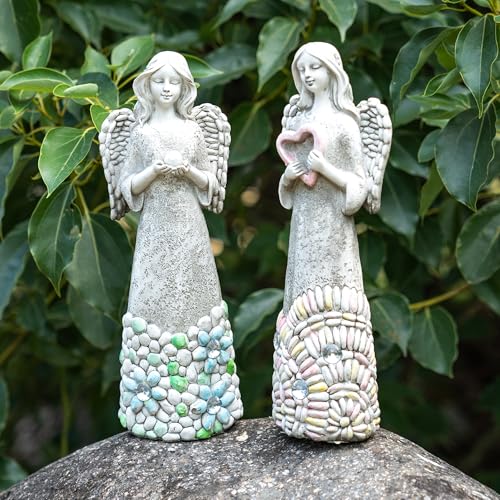 DUSVALLY Angel Statue for Home Decoration, Praying Commemorating Angel Statue Memorial Decor, 2 Pack of Healing Angel Gifts,10