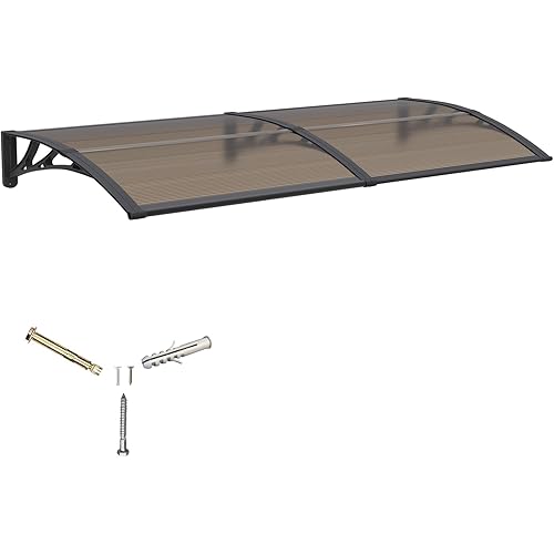 Awning for Door Entrance,40X60 Inches Awnings for Doors,Window Awning Canopy Exterior with Plastic Steel Bracket,Polycarbonate Cover,UV,Rain,Snow Protection for Porch,Patio,Deck