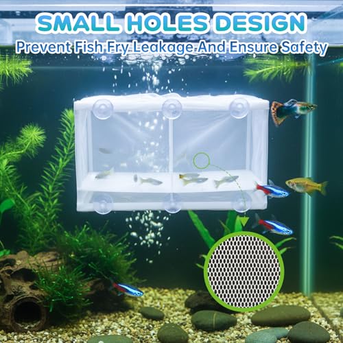 Image of 2 Pack Breeder Box for Fish Tank, Plastic Frame Breeding Box with Suction Cups, Fish Breeder Box for Aquarium, Mesh-Framed Fish Fry Incubator with Partitions