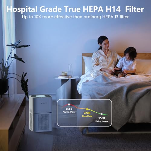 Image of DAYETTE Air Purifiers for Home Large Room Up to 2200ft, H14 Ture Hepa Air Purifiers for Bedroom with Air Quality Sensor, Remove 99.997% of Dust, Odor, Pets Dander, Smoke, White