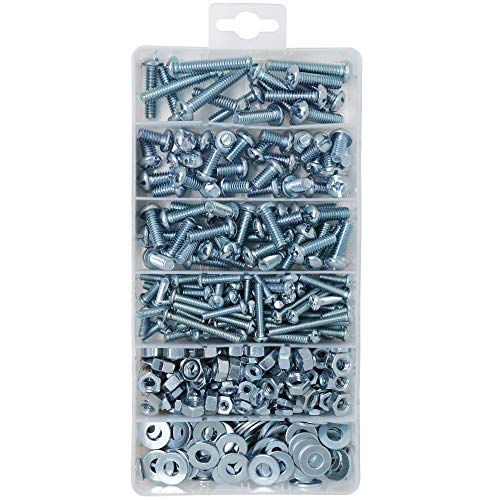 T.K.Excellent Machine Screw and Hex Nut and Flat Washer #8-32 to #1/4-20 Phillips-Slotted Round Head Combo Drive Bolt Assortment Kit,405 Pcs
