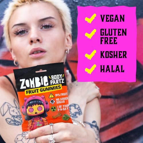Zombie No Added Sugar Sweets, Variety Pack (12 Bags), 90% Fruit, Vegan, Healthy Snacks for Adults, Kids, Low Calorie, Gluten Free, Halal, Bulk, Jelly, Tub, Vegetarian, Party Bags, Gummy, Multipack - Image 6