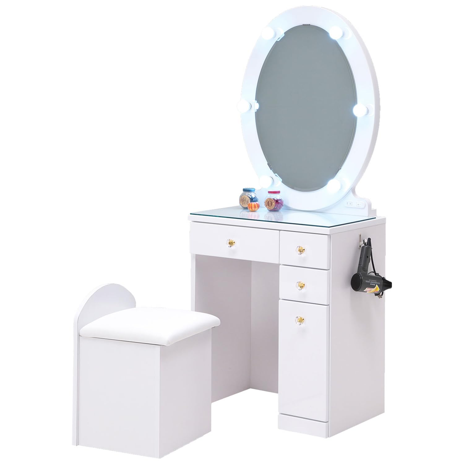 Amazon.co.jp: ドレッサー ライト付き 化粧台 コスメ台 幅60 LED 照明