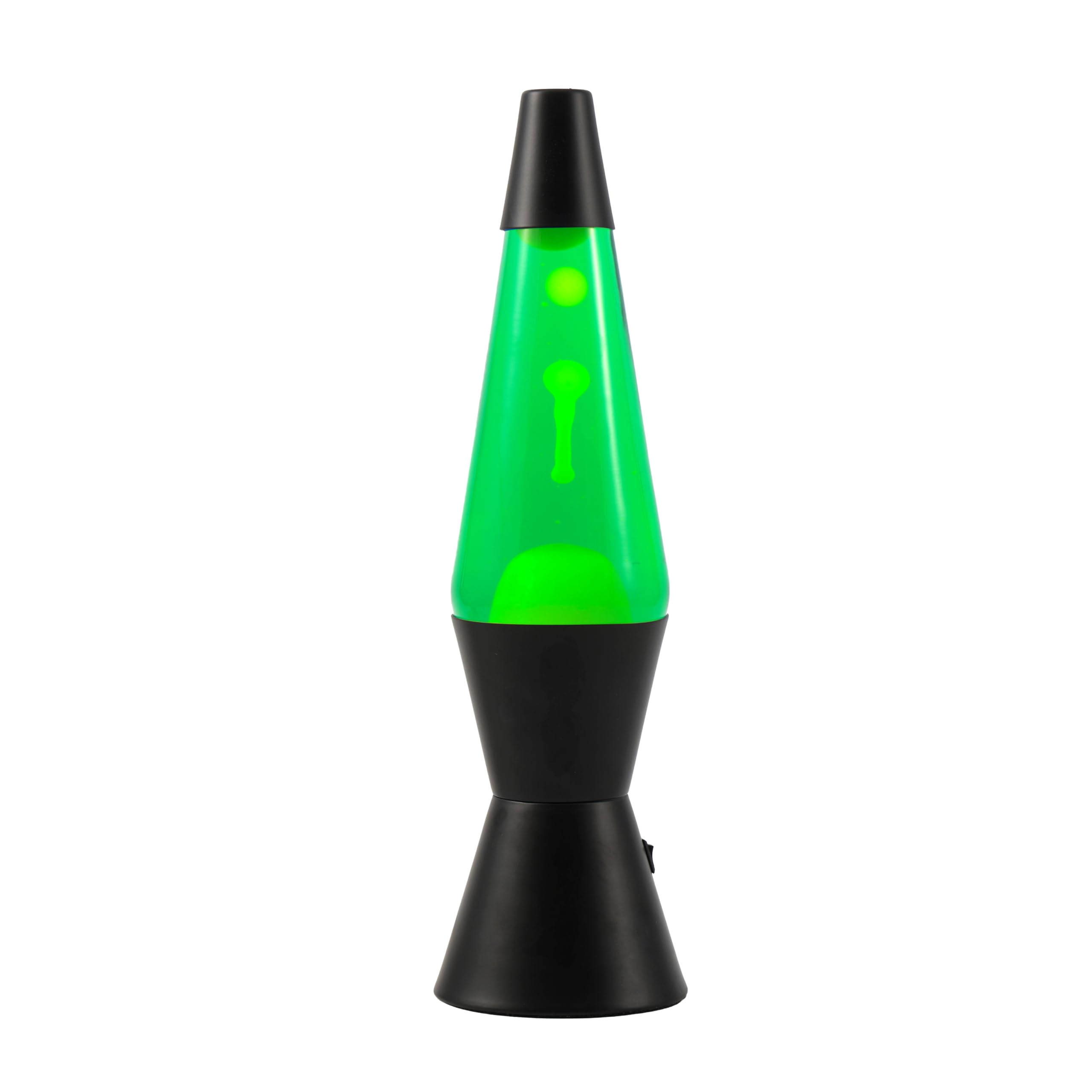 I-TOTAL® - LED-Lavalampe – Modernes Design mit fließendem Blaseneffekt, geringer Energieverbrauch, integriertes LED-Licht, 37 cm (Schwarzer Sockel, grüne Flüssigkeit, gelbes Wachs)
