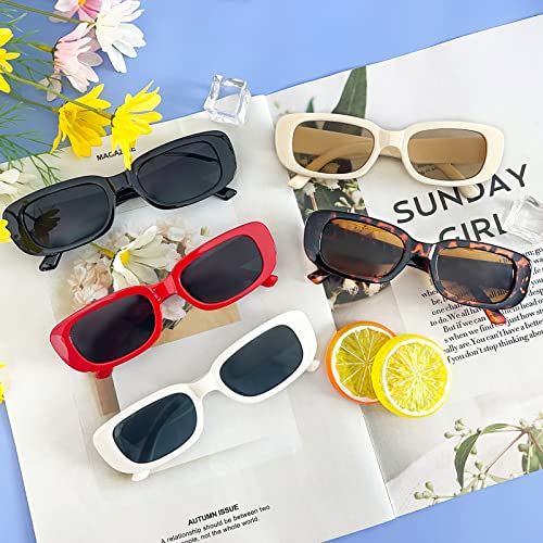 10/20 Pack Retro Narrow/Chunky Rectangle Sunglasses for Women Men 90s Trendy Aesthetic Y2K Square Party Glasses4