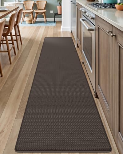 DEXI Kitchen Floor Mats Cushioned Anti Fatigue, 17x95, Long Standing Runner Rug Waterproof, Comfort Memory Foam Padded for Front Sink Laundry, Brown
