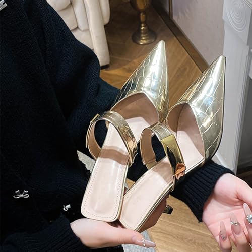Women's Closed Toe Pointed High Heel Sandals Slip-On Mules Fashion Single Strap Slingback Formal Party Wedding Pumps3