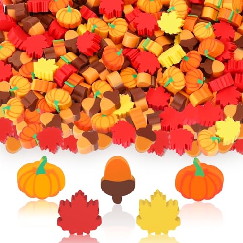 JUNEBRUSHS 150Pcs Fall Mini Erasers Cute Thanksgiving Erasers Bulk