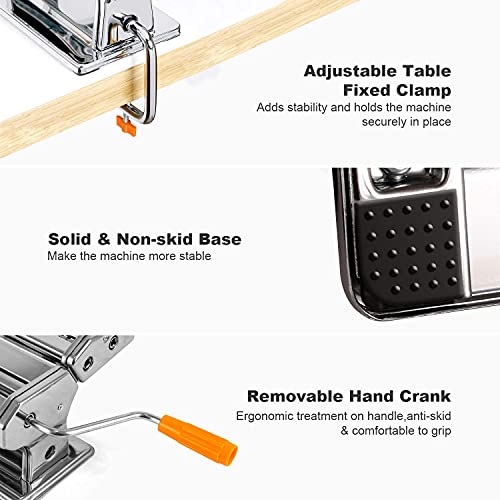 Pastamaschine, Nudelmaschine, Spaghetti, Tagliatelle, Lasagne, Schnittstärke: 6 einstellbare Stärke-Einstellungen von 0… – Bild 3