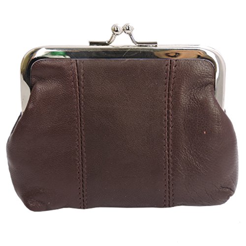 Silverfever Leather Coin Purse With Kisslock Closure - Handcrafted Genuine Lambskin (3.5 * 5", Wine-1Entry, 4Cc) #TOP1