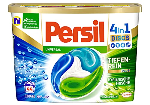 Persil Discos universales 4 en 1, 44 (1 x 44 lavados), detergente completo con tecnología de limpieza profunda Plus y frescura duradera, detergente para colores brillantes