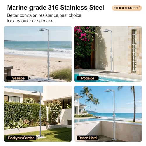image for RBROHANT Freestanding Outdoor Shower, 316 Marine Grade Stainless Steel