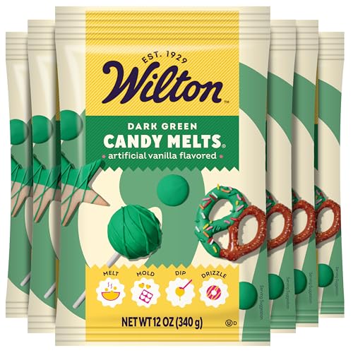 Wilton Melting Chocolate Dark Green Candy Melts For Cake Pops Candy Making Chips Vanilla Flavored 12Oz., Pack Of 6, Packaging May Vary