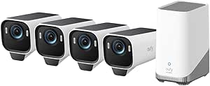 eufyCam S3 Pro 4-Cam Kit, Solar Camera Outdoor Wireless, Colour Night Vision, 4K Security Camera with Solar Panel, Forever Power 2.0, Face Recognition AI, Expandable Local Storage, No Monthly Fee asin的图片