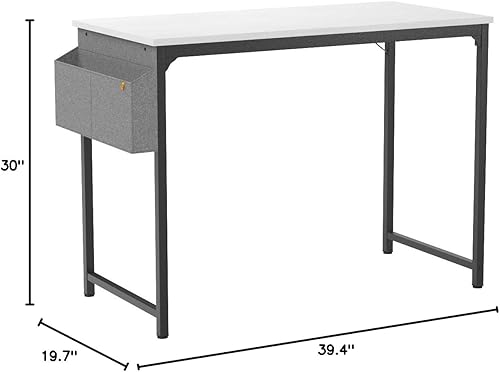 Miniatura 10 de CubiCubi Escritorio para computadora de 40 pulgadas, para oficina en casa, portátil, mesa de estudio, estilo simple y moderno, color blanco