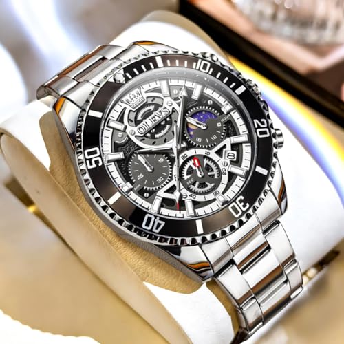 Image of OLEVS Watch for Men Original Branded Premium Mens Analog Quartz Watches Chronograph Stainless Steel 3ATM Waterproof Wrist Watch for Man