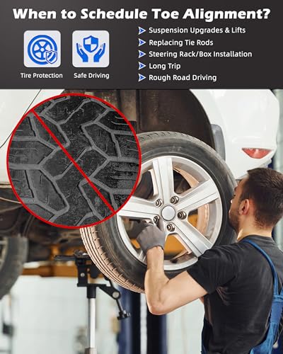 Image of Wheel Alignment Tool Plates, Toe Alignment Plates w /Two 5m Heavy Duty Tape Measures, Automotive Front End Alignment Tool, Fits Low-Profile Vehicles, Black