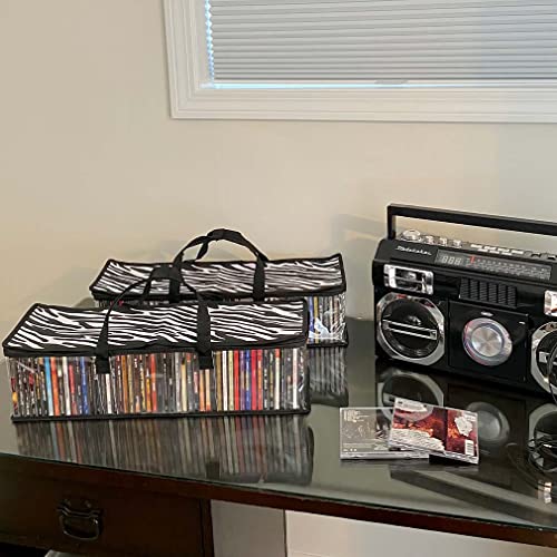 Evelots 2 Pack Cd Storage Bags, Clear Pvc Plastic-Holds 96 Cds With Cases Total-Strong Handles-Protects From Scratches/Dirt/Dust/Moisture #TOP2