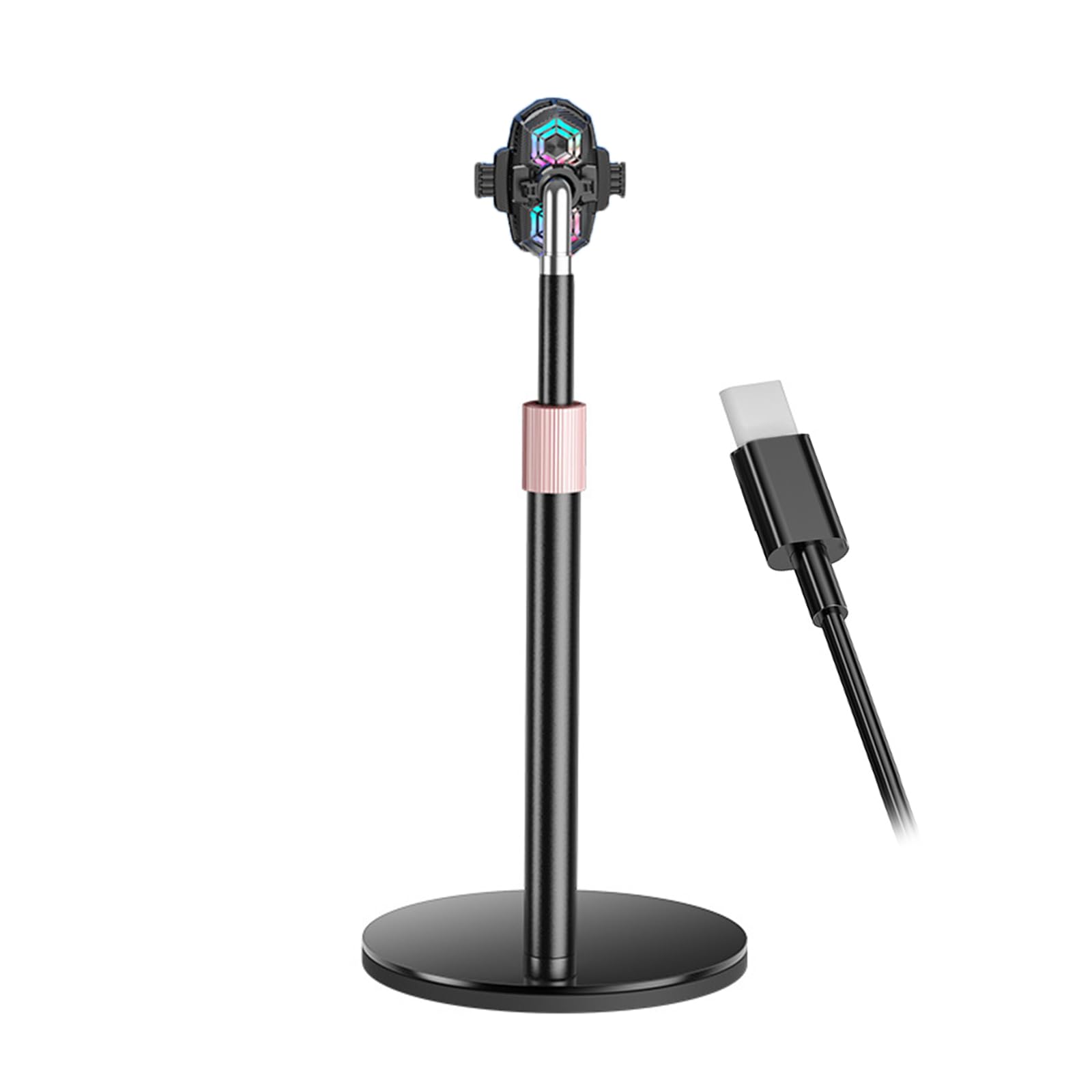 Supporto da tavolo girevole per smartphone da 4,5-7 pollici con morsetto di raffreddamento per smartphone da 4,5 a 7 pollici Supporto regolabile in altezza