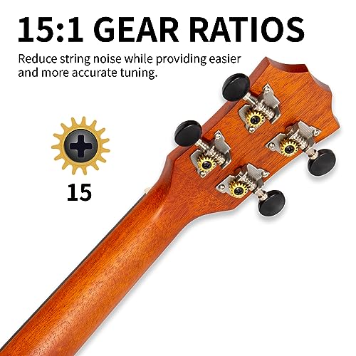 Image of AODSK Concert Sunburst Ukulele for Beginner 23 Inch Uke with Gig Bag Strap Nylon String 4 Picks Holiday Gift