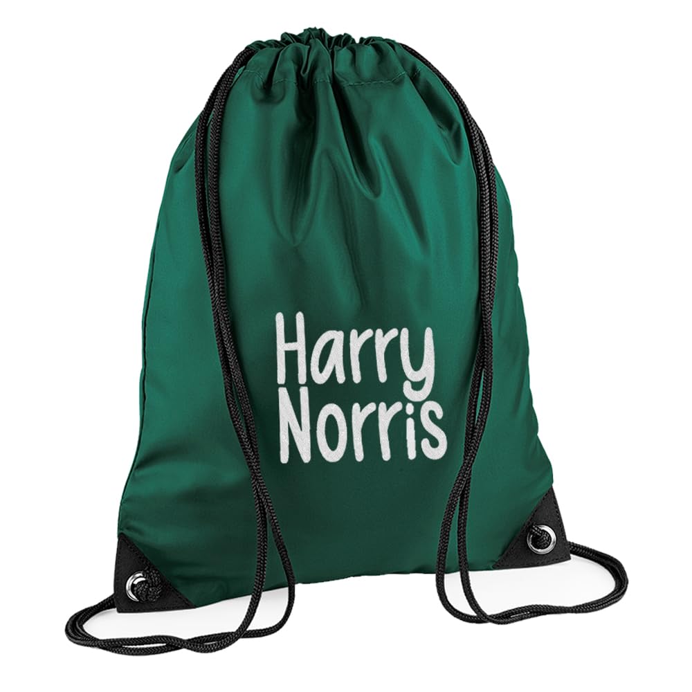 TeddyT's Personalised Embroidered Name Kids Back to School Swimming & P.E. Kit Sports Drawstring Bag (Forest Green)