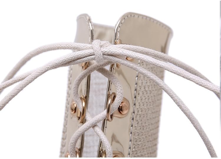 Purubylley Women's High-heeled Open-toe Hollow Mesh Boots，fish Mouth Dress Stylish Zipper Closure Sandals，Latin Dance Boots Performance Training Shoes2