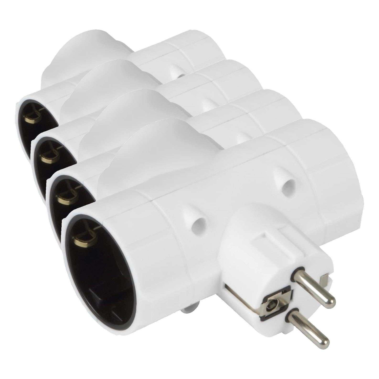 Amig - Prise d'alimentation Type Schuko 3 Voies Mod.3208 avec Prise de Terre pour connecter des appareils électriques | Adaptateur Mural Triple Horizontal | Tension Max 250 V | Ampérage Max : 10/16 A