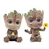 Diseño de decoración de Groot: hay un pequeño agujero debajo de la maceta Groot, a través del cual el agua sale cuando se utiliza como maceta. Cuando se utiliza como un soporte para bolígrafos, el diseño de agujero oculto en la parte inferior no afecta a la apariencia de la olla Groot.