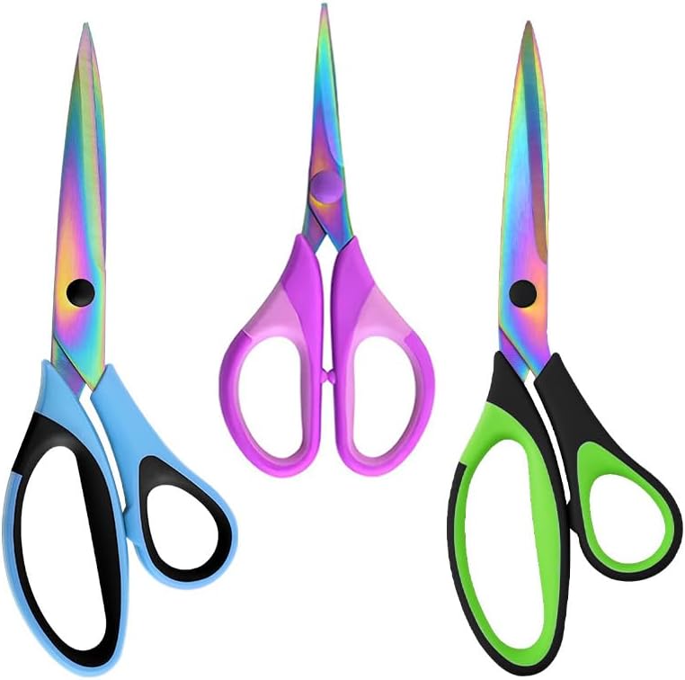 8.5"and 5.5"All-Purpose Scissors, 3-Pack Bulk Ultra Sharp Blade Shears, Comfort-Grip Sturdy Scissors for School, Office, Home, Sewing, Fabric, Craft Supplies