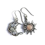 caralin Antiqued Silver for Sun and Moon Hook rrings Bohemia for Moonstone Dangle Drop rrings Women Fashion J Alloy