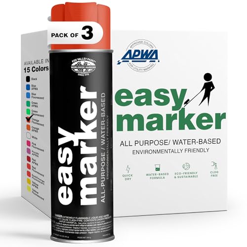 Fox Valley Easy Marker Inverted Marking Spray Paint, Orange Fluorescent - 18 oz (Pack of 3), Upside Down Marking Paint for Grass & Tree Marking, Parking Lot, Quick Drying & Durable