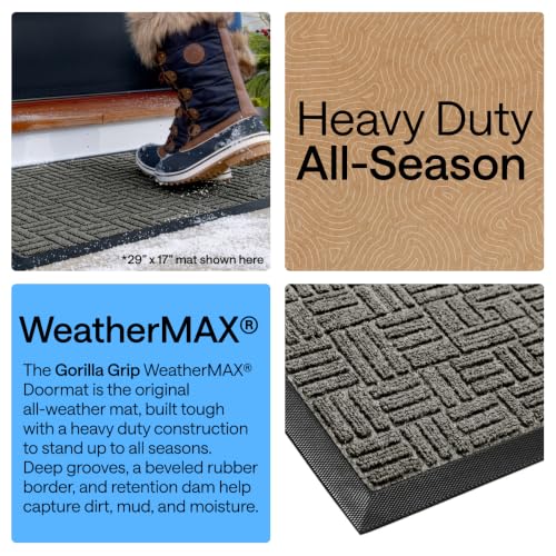 Image of GORILLA GRIP WeatherMAX Door Mat, Indoor Outdoor Use, 47x35, Gray Maze