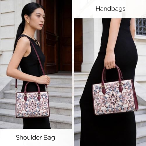 Image of FOXLOVER Medium Tote Bag for Women Designer Vintage Satchel Handbags Top-handle Purses